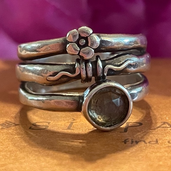 Silpada Jewelry - Silpada R1278 Flower and Swirl Smoky Quartz Ring SIZE 7